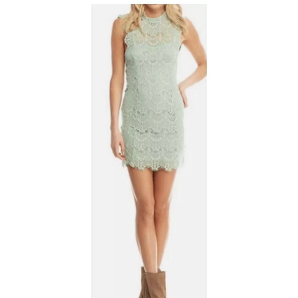 NEW Free People Daydream Bodycon Lace Slip Dress Seafoam Green XS‎ Fairy Grunge